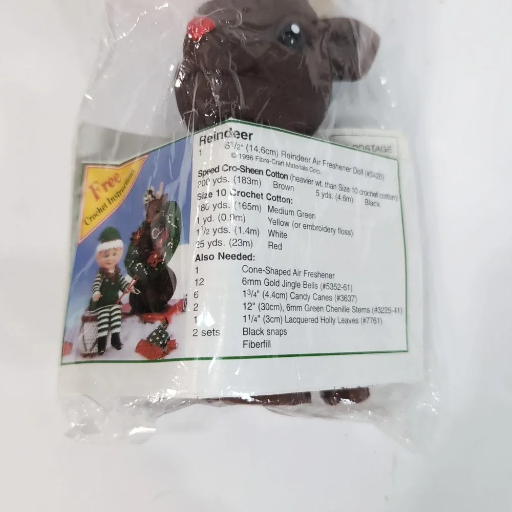 Rudolph Reindeer Fibre Craft Air Freshener Doll 3420 Christmas Holiday W/Instru